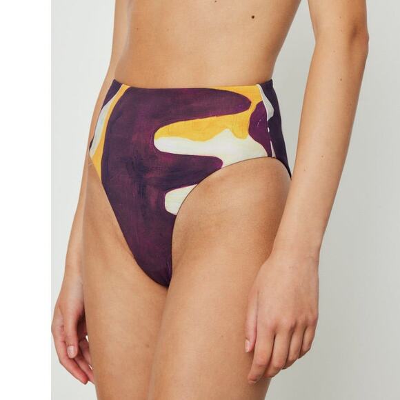 Ziah by St Agni 90s High Waist Joan Purple Camo Print Bikini Bottom Size 8 - Picture 1 of 10